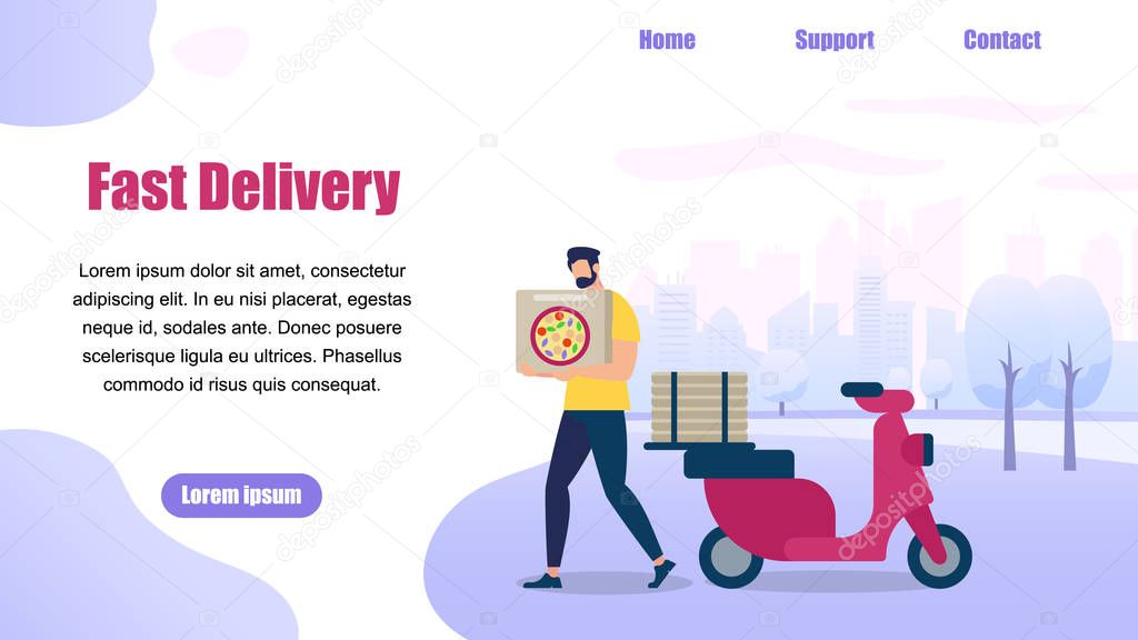 Bearded Guy Delivery Service Order Shipping Pizza