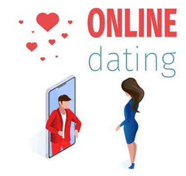 Cep telefonu adam yakın kadın ekran Illustration