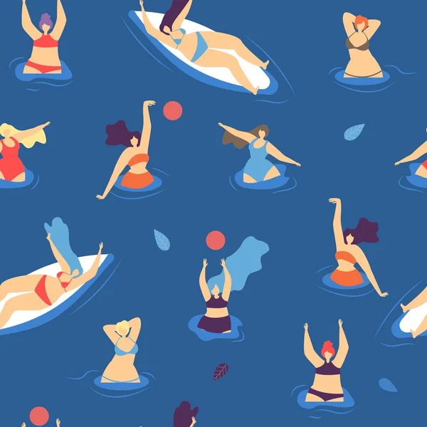 Summer Time Seamless Pattern Swim Woman Concept