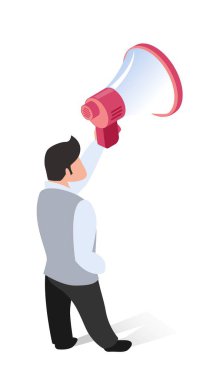 Gayri ofis giysileri Erkekler Shout içine konuşur.