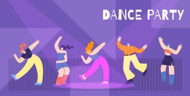 Motivation Dance Party Flat Card Banner Template clipart