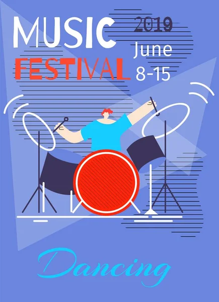 Musique Danse Festival d'été Affiche Modèle plat — Image vectorielle