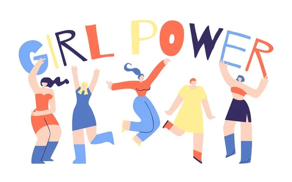 Girl Power poster flat karaktär Afflation design — Stock vektor