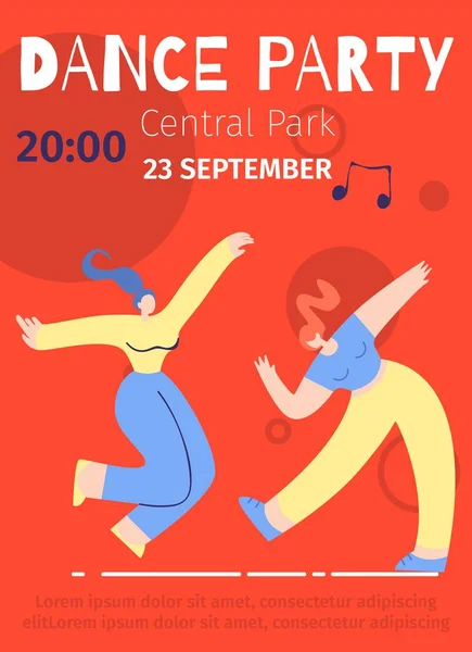 Dance Party annons Festival flat färg affisch — Stock vektor