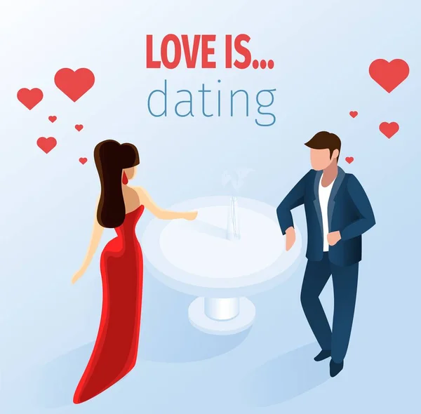 Attractive Couple Dating Restaurant Illustration — Stock Vector