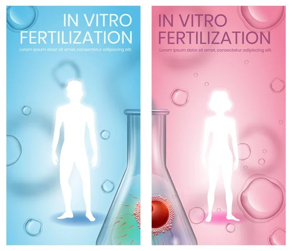 Fertilização In Vitro. Silhueta Masculina e Feminina —  Vetores de Stock