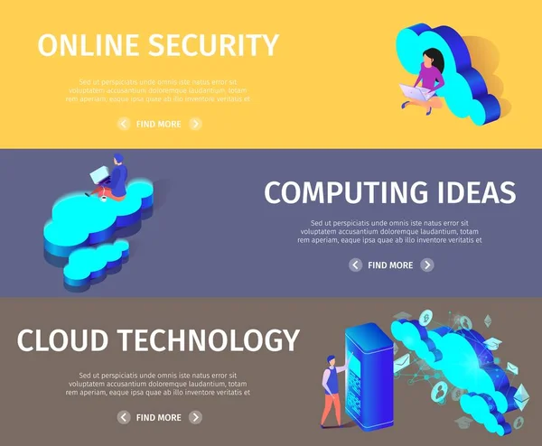 Tecnología de nube web y concepto de red . — Vector de stock