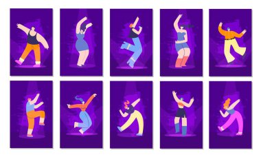 Disco People Neon Style Düz Davetiye Kartları Seti