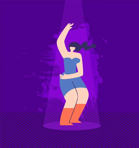 Schöne Cartoon-Disco-Frau in lässiger Kleidung — Stockvektor
