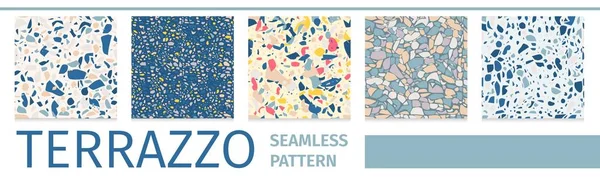 Lettering Set Terrazzo Seamless Pattern Design — Stock Vector