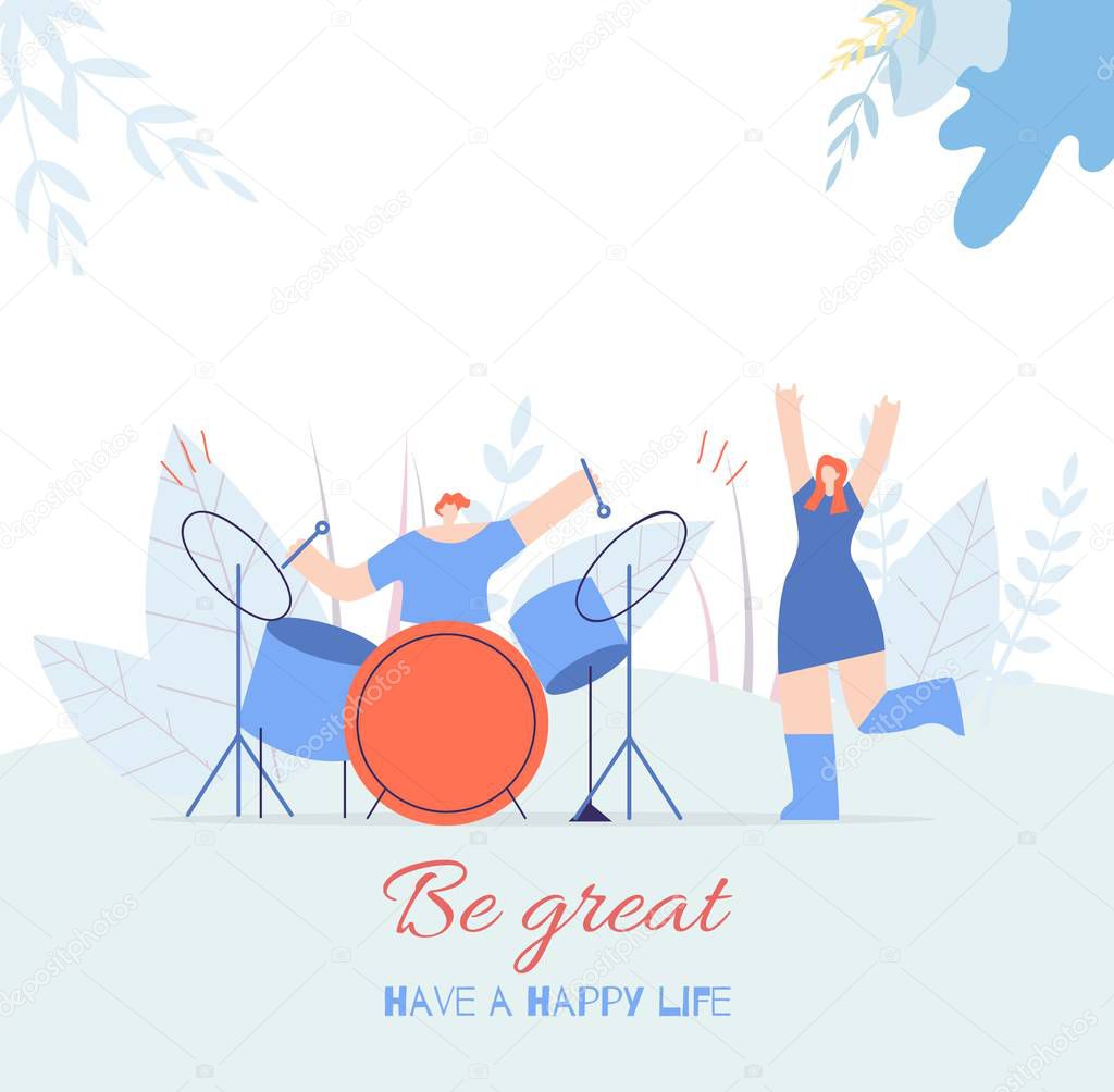 Be Great People Motivating Text Flat Music Card