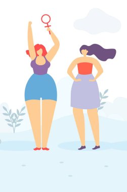 Pretty Cartoon Women Floral Style Feminizm Afişi