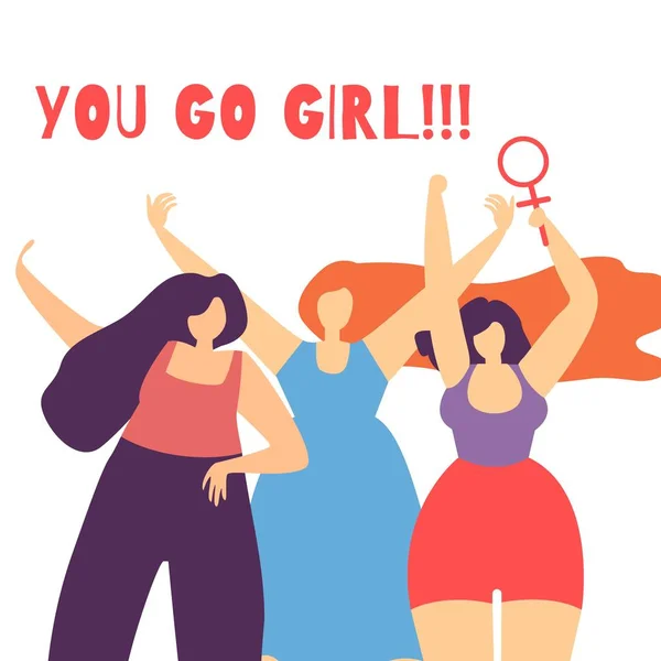 Женщина мотивировать и поддержка Вы Go Girl Text Card — стоковый вектор