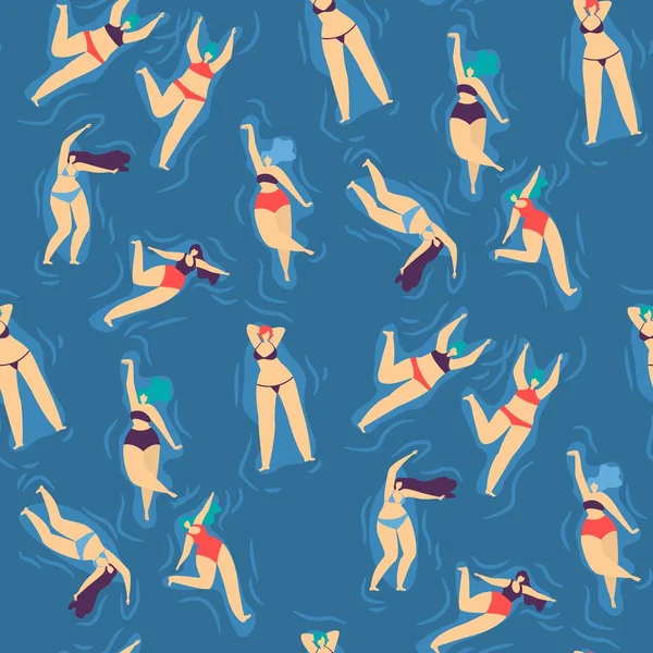 Swimsuit Natação relaxante mulher sem costura padrão — Vetor de Stock