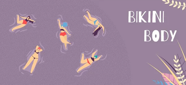 Bikini Body Landing Page Motivate Self Acceptance — Stock Vector