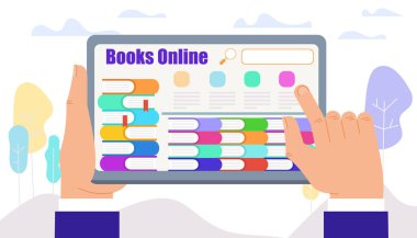 Erkek Eller Dokunmatik Tablet Ekranda Kitaplar ile