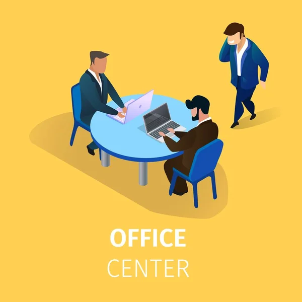 Üzletemberek karakterei az Office Center használata. — Stock Vector