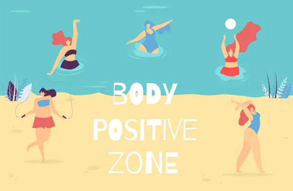 Faixa de texto motivacional da zona positiva do corpo da mulher —  Vetores de Stock