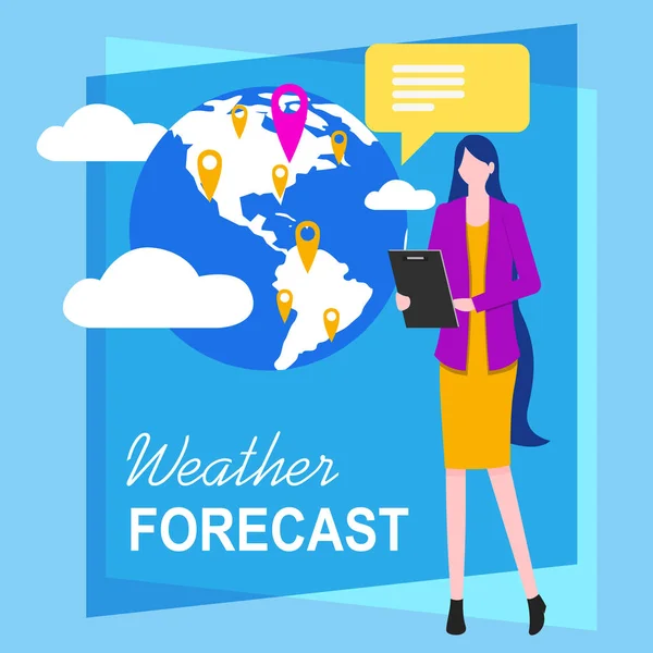 Woman Television Reporter Weather Forecasting — ストックベクタ