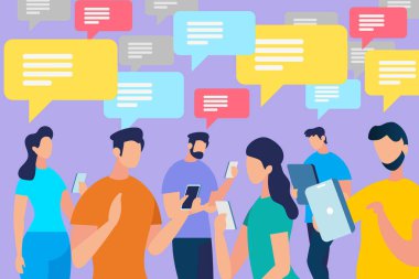 Konuşma Kabarcıkları ile İnsanlar Kalabalık İletişim