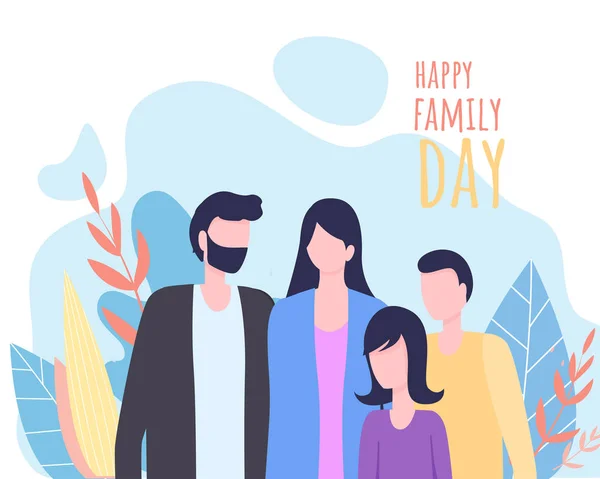 Happy Family Day Greeting Card Vector Illustration — Stock Vector