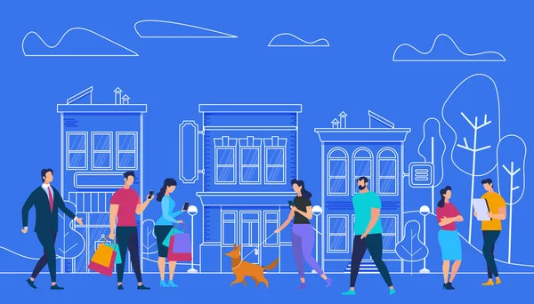 Aktif İnsanlar Yaşam Tarzı. Şehir Manzarası ve Evleri