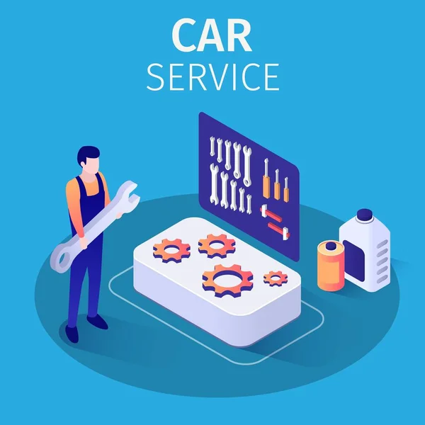 Professional Mechanic Car Service Advertisement — Stock Vector