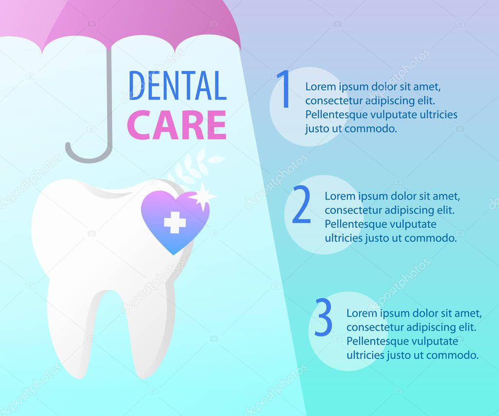 Dental Tooth Health Umbrella Protection Concept