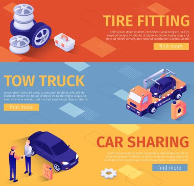 Araç Yardımı ve Lastik Montajı için Afiş Seti