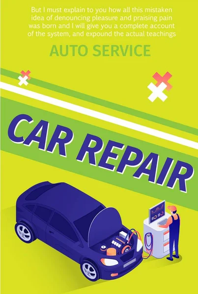 Folleto de texto para el servicio profesional de reparación de automóviles — Vector de stock