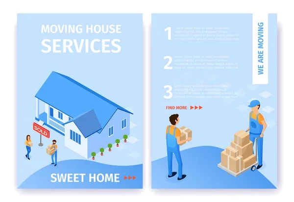 Flat Set Moving House Services Sweet Home Vector.