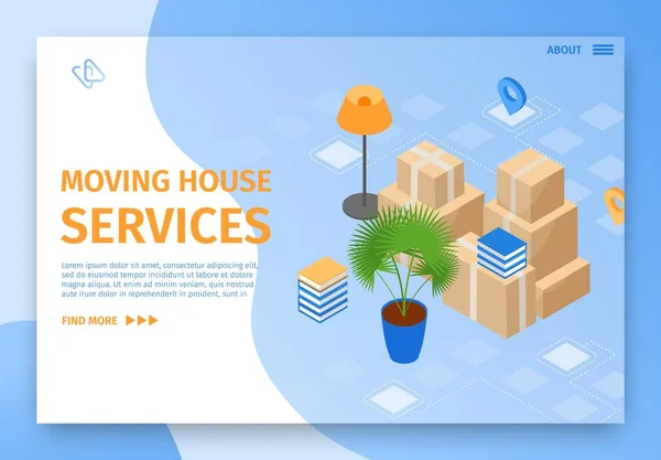 Illustration Moving House Services Landing Page. — Stock Vector