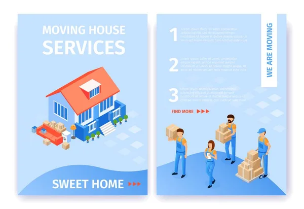 Ρυθμίστε τις υπηρεσίες μετακίνησης σπίτι Sweet Home επίπεδη κινούμενα σχέδια. — Διανυσματικό Αρχείο