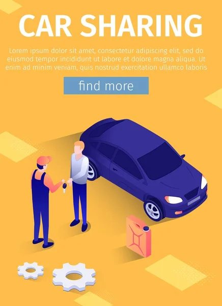 在线汽车共享服务的移动文本海报 — 图库矢量图片