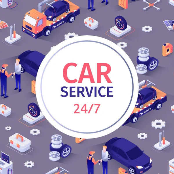 Seamless Pattern with Text for Car Repair Service — Stock Vector