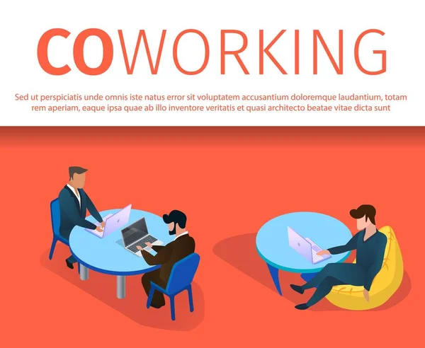 Horisontalt Coworking Area-banner med kopirom . – stockvektor