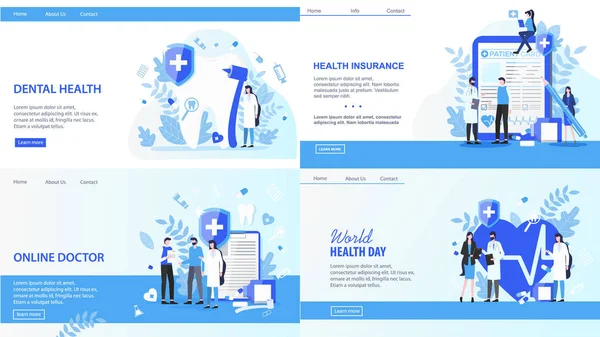 Online Doctor World Health Day tandheelkundige verzekering — Stockvector