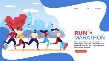 Run Marathon Çizgi Film İnsanlar Koşucu Yarışması