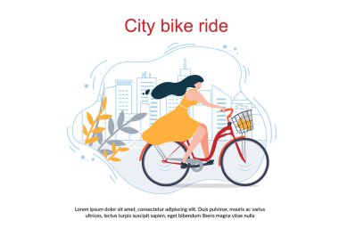 Mutlu Karikatür Kadın Elbise Ride Bike City Street