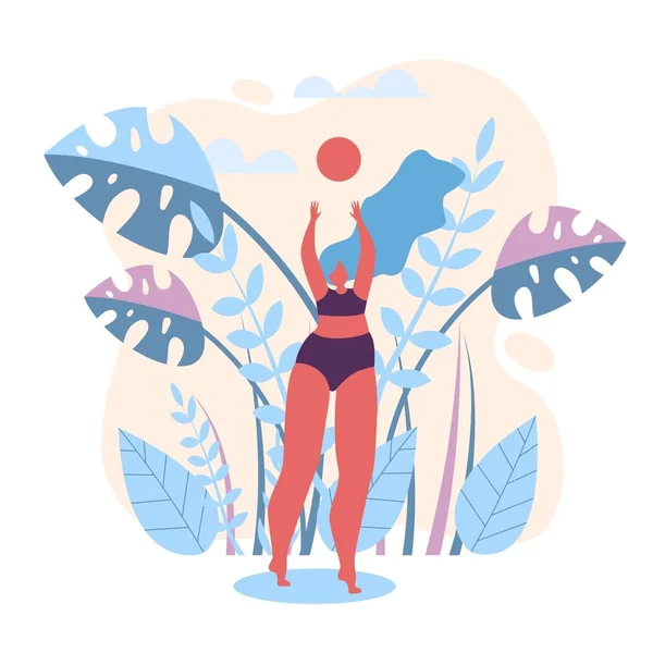 Voleibol de verano en la playa Vector Ilustración . — Vector de stock