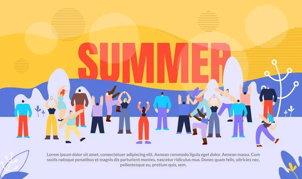 Banner persone estate stagione vettoriale illustrazione . — Vettoriale Stock
