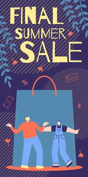 Informatieve poster Final Summer Sale cartoon plat. — Stockvector