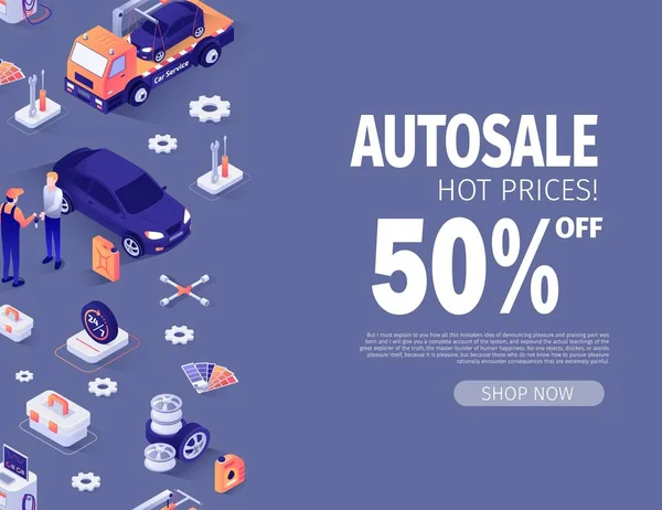 Banner Sunan Autosale kadar 50 Yüzde İndirim — Stok Vektör