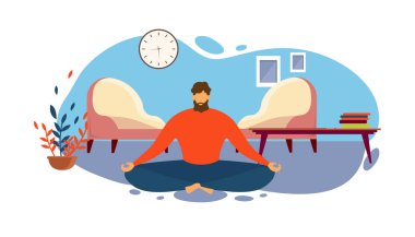 Man Meditasyon Katta Oturma Odası Lotus Pozisyonu
