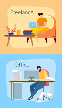 Evde Freelancer Man Erkek İşçi Ofis Tablosu