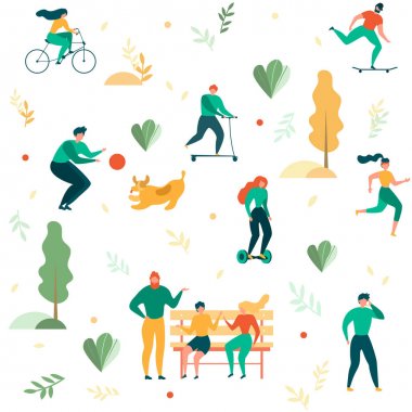 Park Desen Karikatür İnsanlar Outdoors Rekreasyon