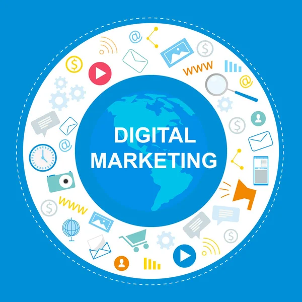 Banner de Marketing Digital Promoción de Redes Sociales — Archivo Imágenes Vectoriales
