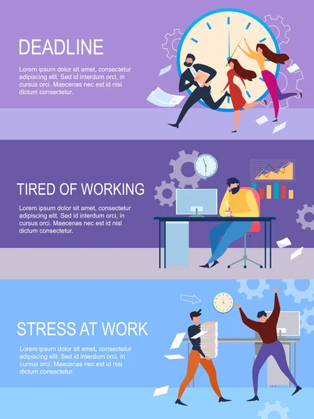 Plazo El estrés en el trabajo Cansado de trabajar — Vector de stock