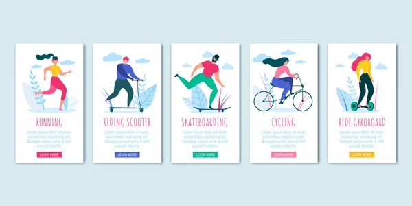 Hombre Mujer Ciclismo Skateboading Run Ride Scooter — Vector de stock