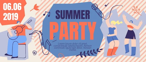 Invito Flyer Summer Party Banner Ordina biglietto — Vettoriale Stock